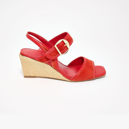 Helcey Suede Espadrille Wedges – The Red Wedge That Owns the Room
