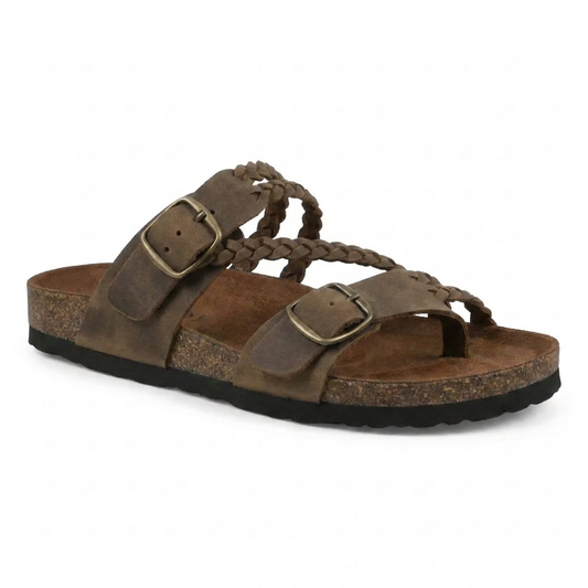 Hayleigh Braided Cork Sandals – Double Buckles