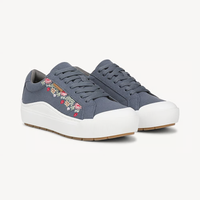 🩶 Steel Blue – Floral Embroidery