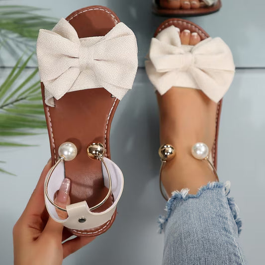 Bow Slingback Flat Sandals