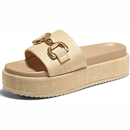 Portofino Raffia Platform Slides – Slip On, Stay All Day
