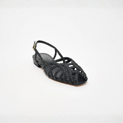 Aria Braided Leather Slingback Flats – Effortless Summer Comfort, All Day