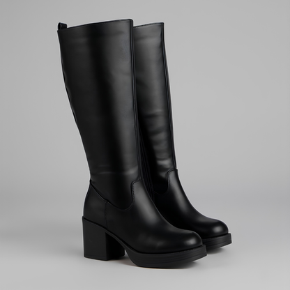 Milano Wide-Calf Platform Boots – Pull-On Comfort, All-Day Confidence