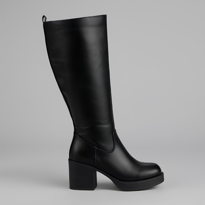 Milano Wide-Calf Platform Boots – Pull-On Comfort, All-Day Confidence