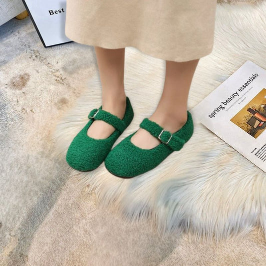 Luxe Lambswool Mary Jane Flats