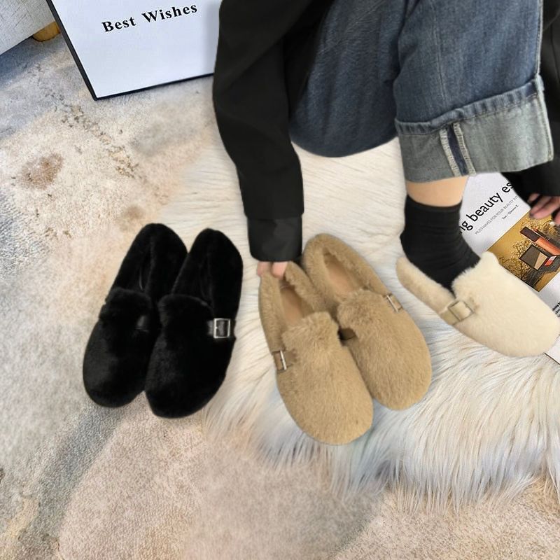 CozyWinter Fur Slip-On Moccasins