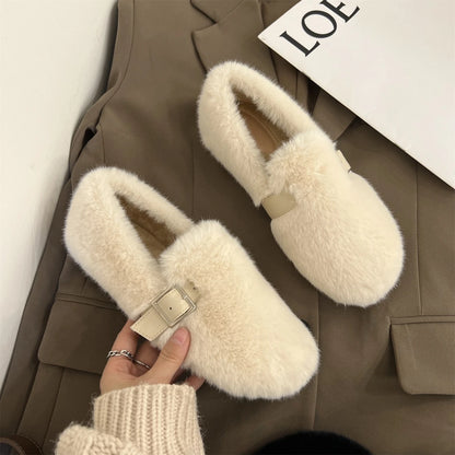 CozyWinter Fur Slip-On Moccasins