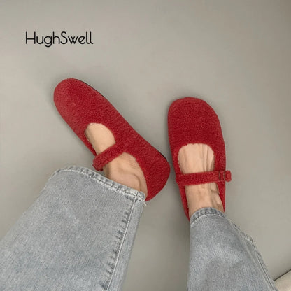 Cozy Plush Ballet Flats for Women