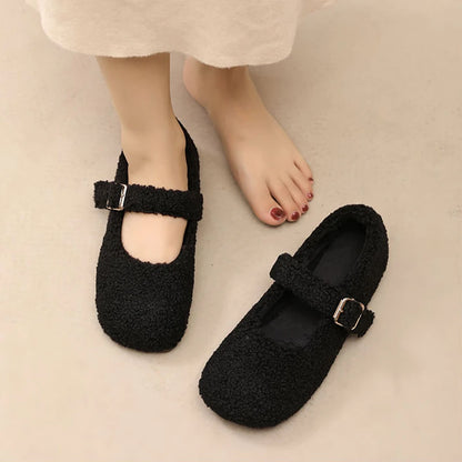 Luxe Lambswool Mary Jane Flats