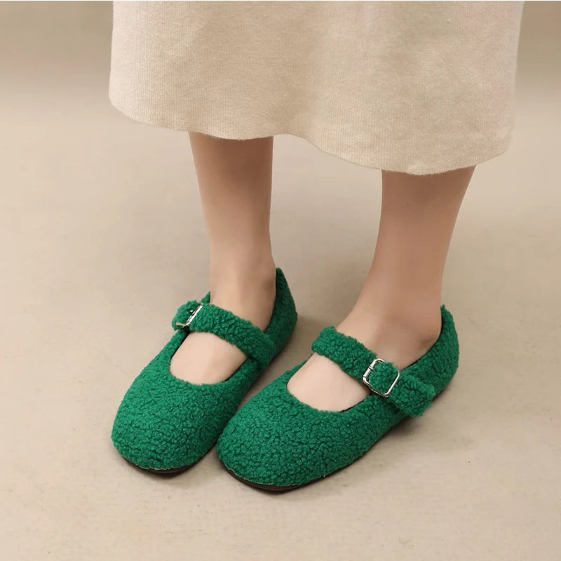 Luxe Lambswool Mary Jane Flats