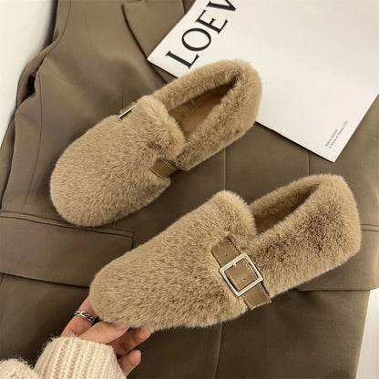 CozyWinter Fur Slip-On Moccasins