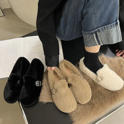 CozyWinter Fur Slip-On Moccasins