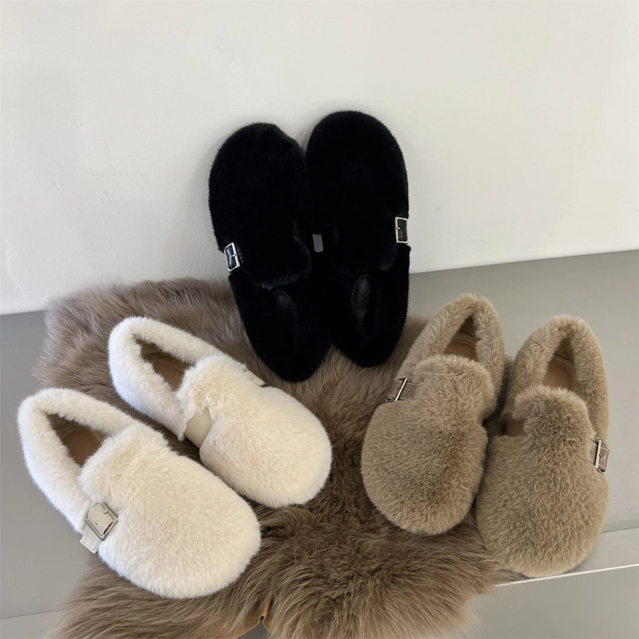 CozyWinter Fur Slip-On Moccasins