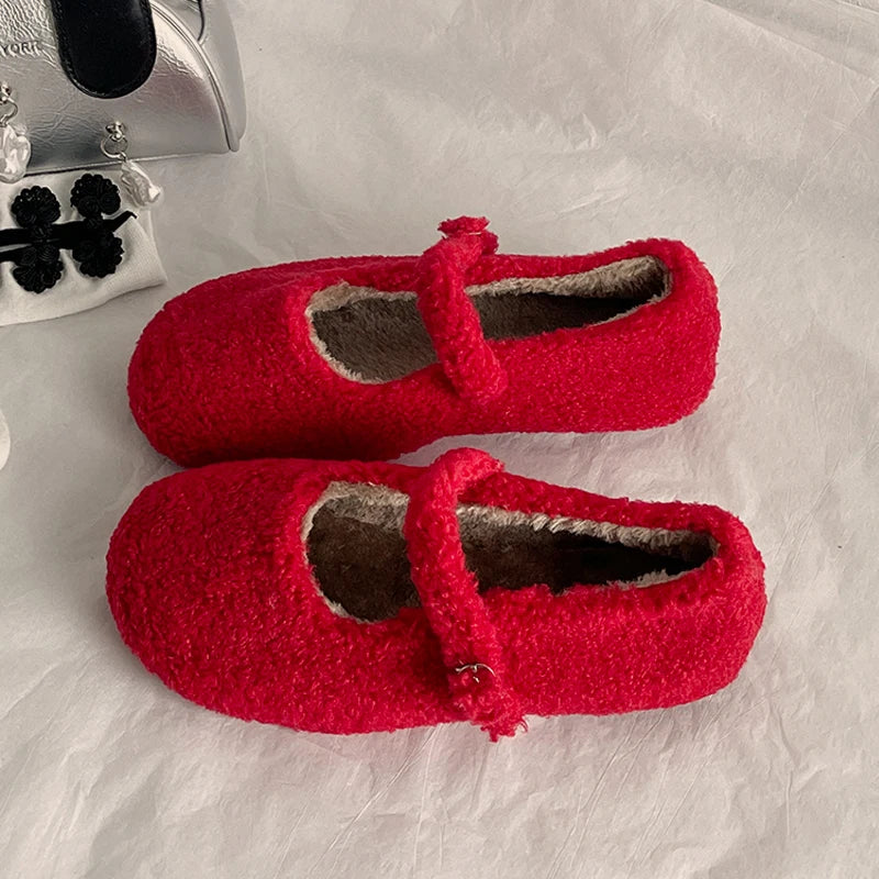 Cozy Plush Ballet Flats for Women