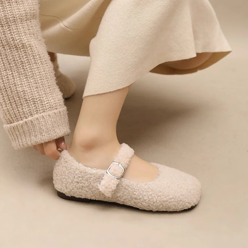 Luxe Lambswool Mary Jane Flats