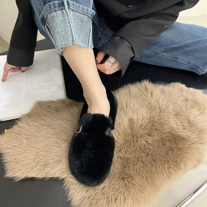 CozyWinter Fur Slip-On Moccasins