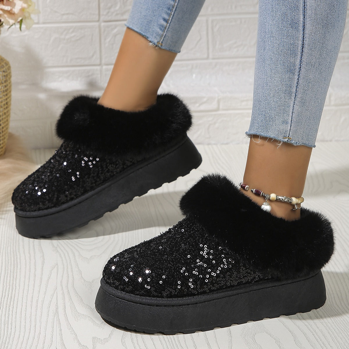 CrystalFur Comfy Platform Boots