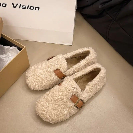 Shearling Buckle Loafers – Cloud-Soft Warmth with Everyday Support